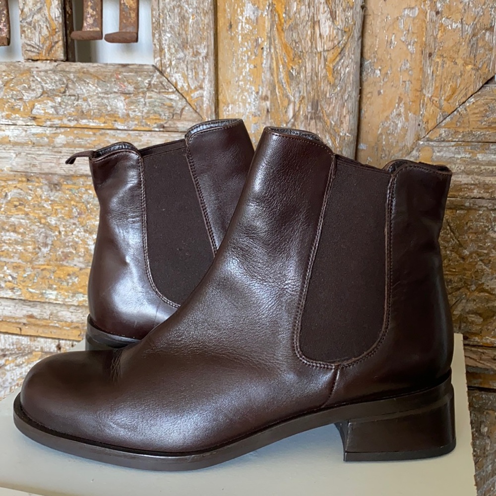 COACH ITALY BROWN LEATHER MERCER ANKLE BOOTS 8.5